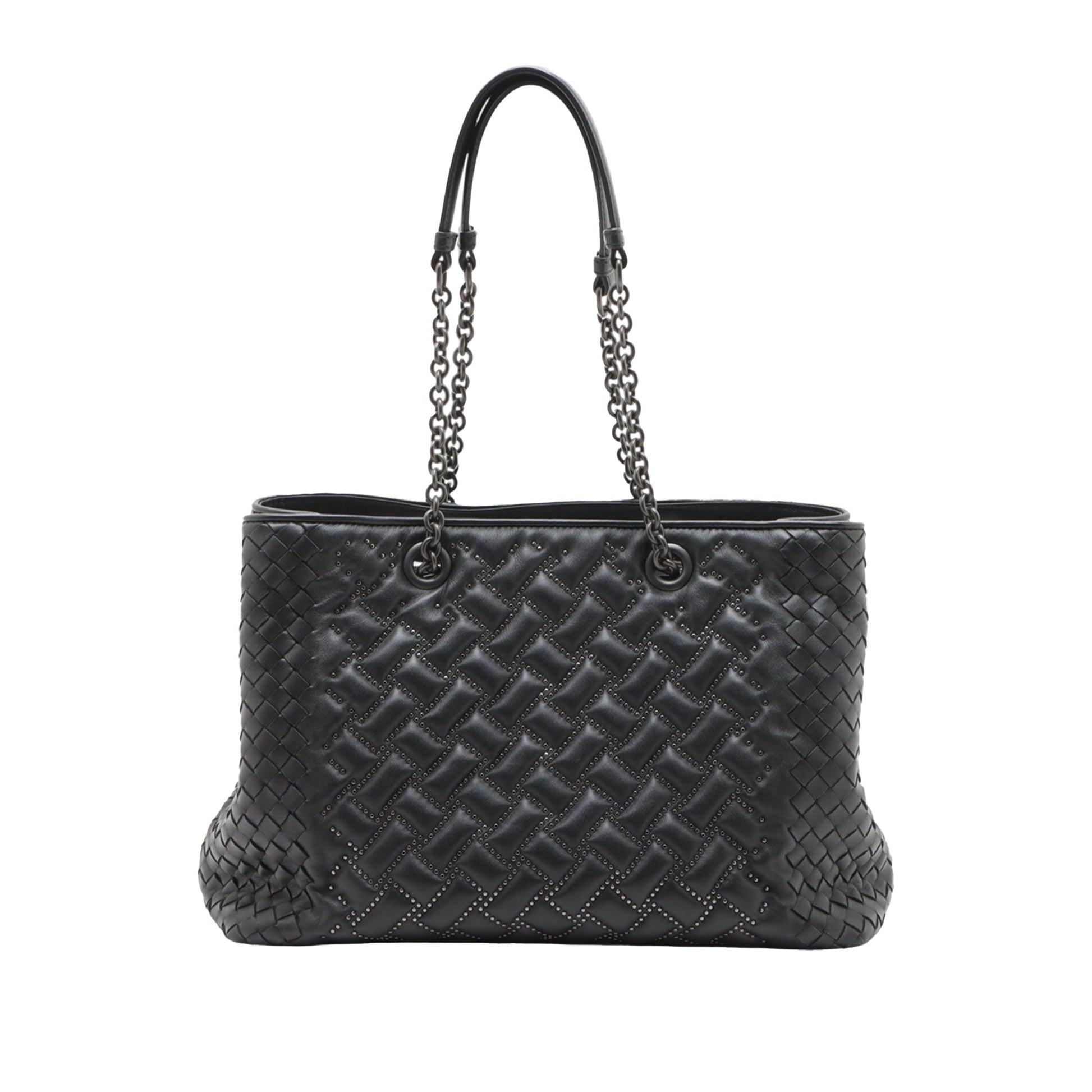 Bottega Veneta Studded Leather Intrecciato Chain Tote