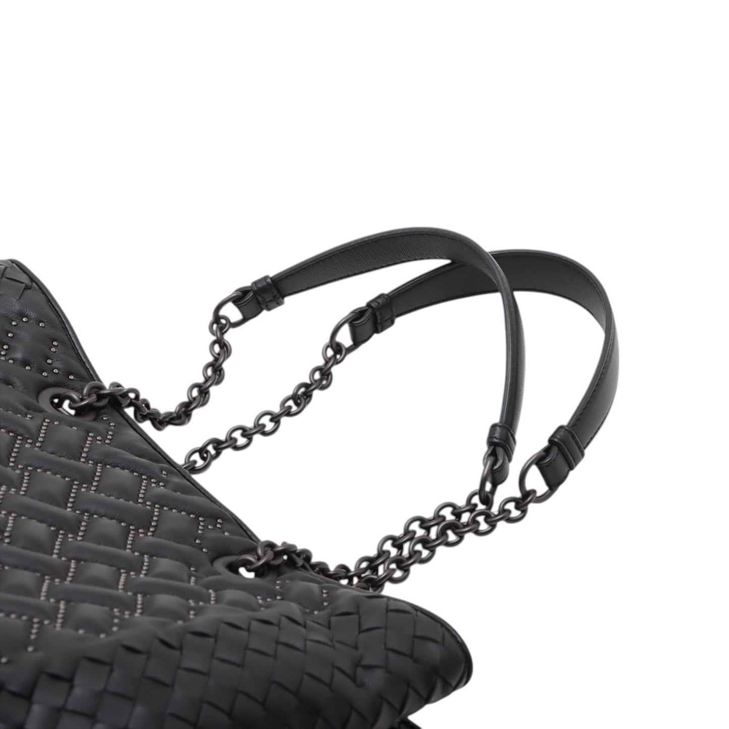 Bottega Veneta Studded Leather Intrecciato Chain Tote