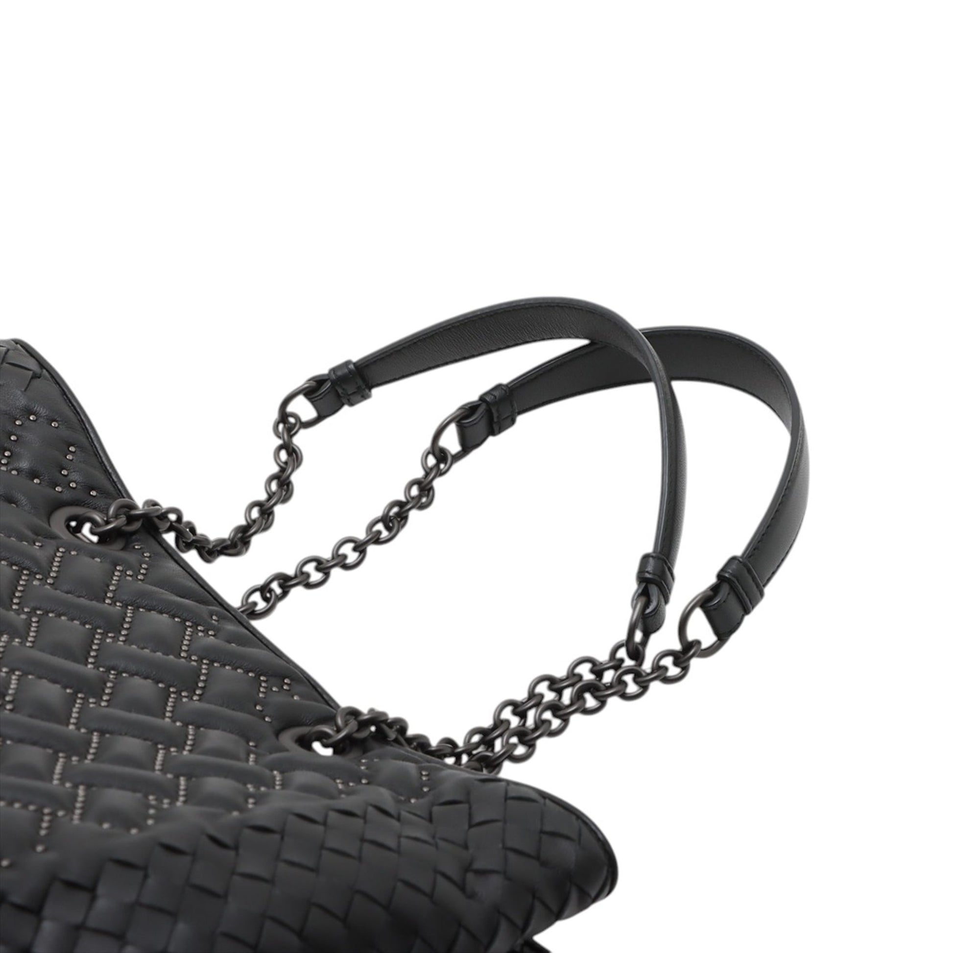 Bottega Veneta Studded Leather Intrecciato Chain Tote