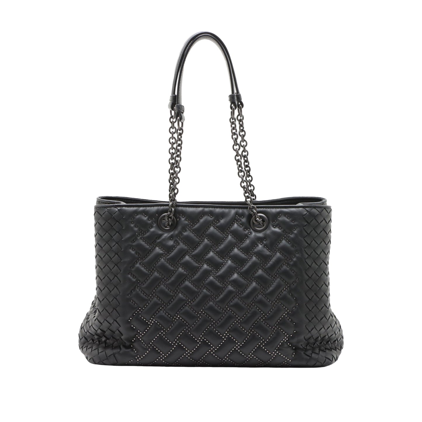 Bottega Veneta Studded Leather Intrecciato Chain Tote