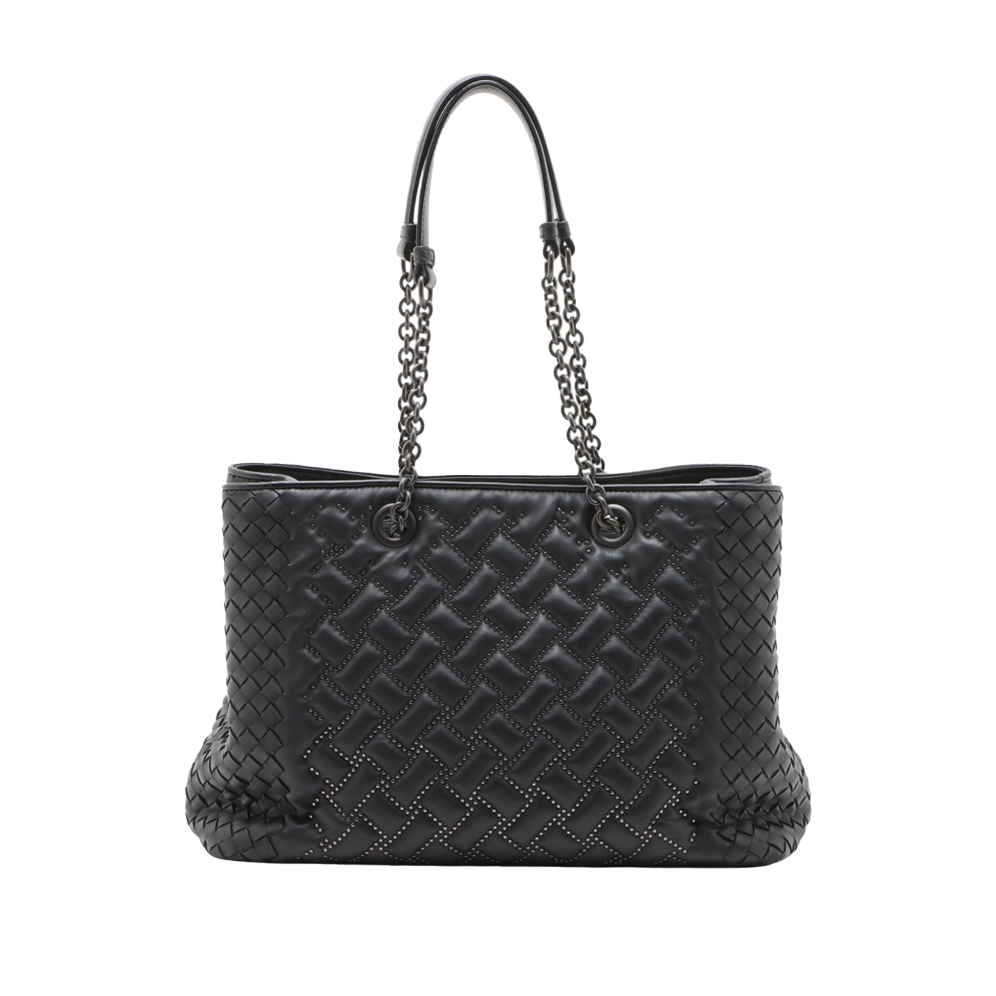 Bottega Veneta Studded Leather Intrecciato Chain Tote