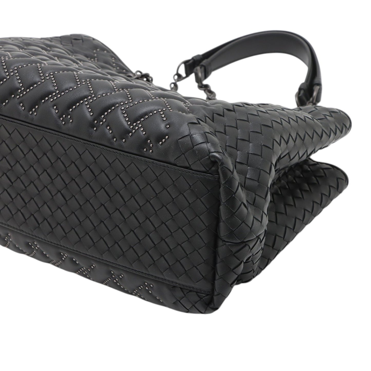 Bottega Veneta Studded Leather Intrecciato Chain Tote