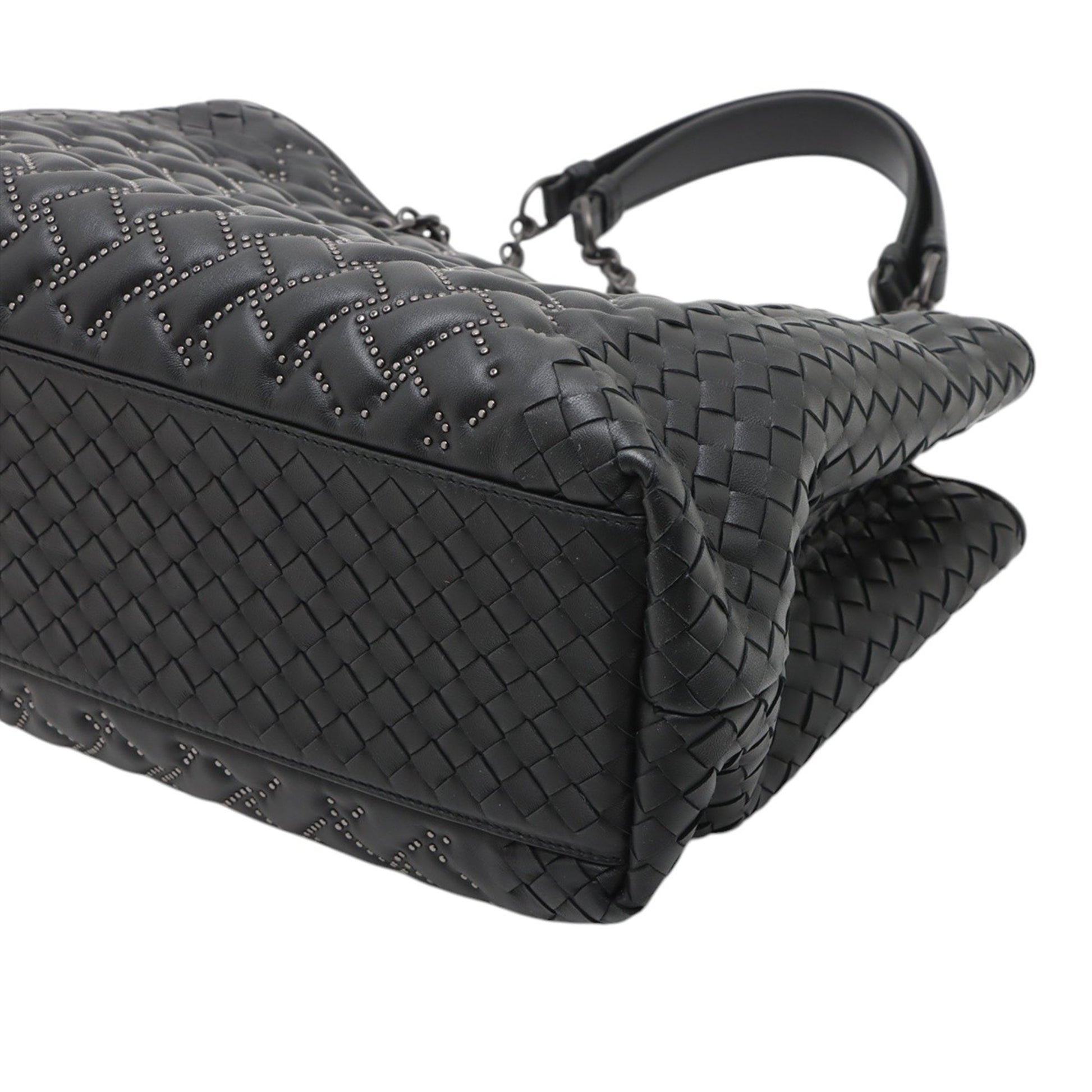 Bottega Veneta Studded Leather Intrecciato Chain Tote