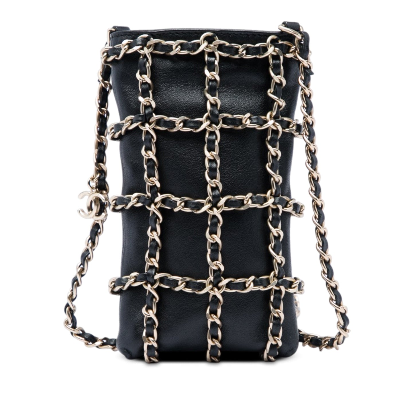 Chanel Lambskin Tech Me Out Clutch With Chain