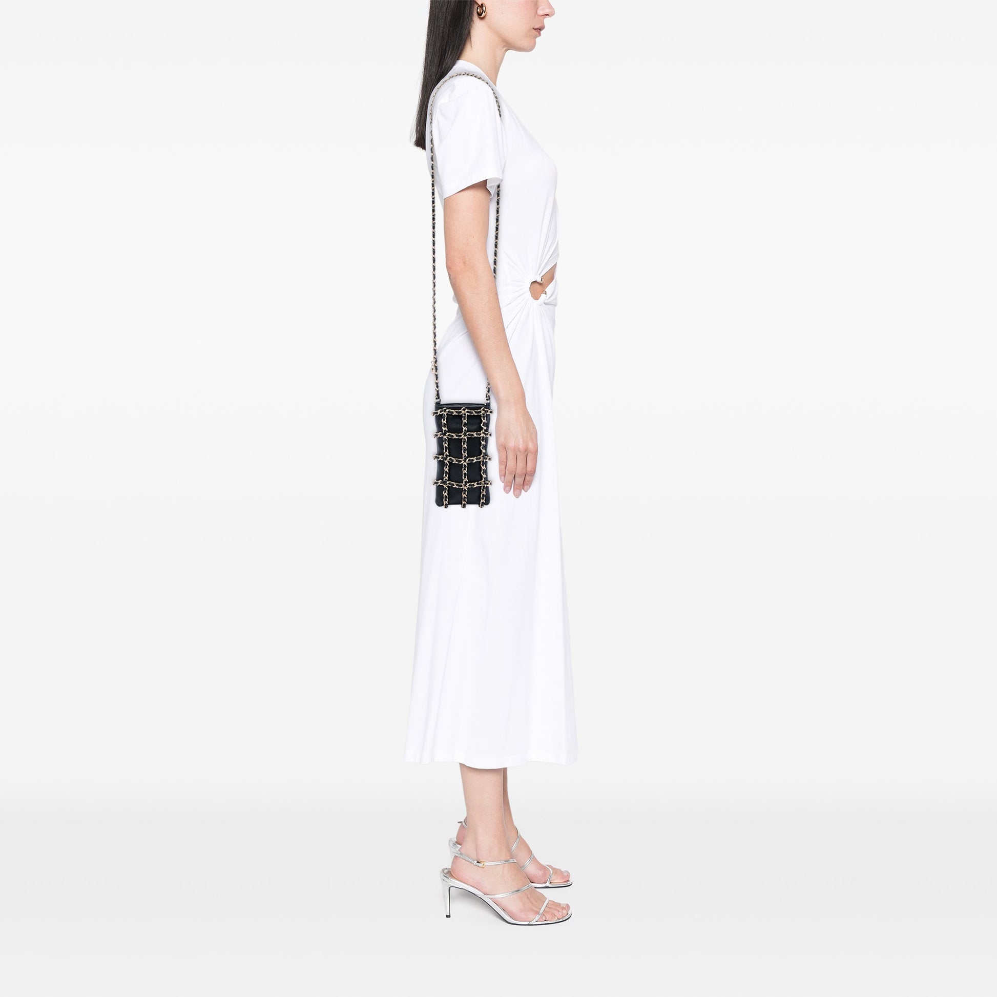 Chanel Lambskin Tech Me Out Clutch With Chain