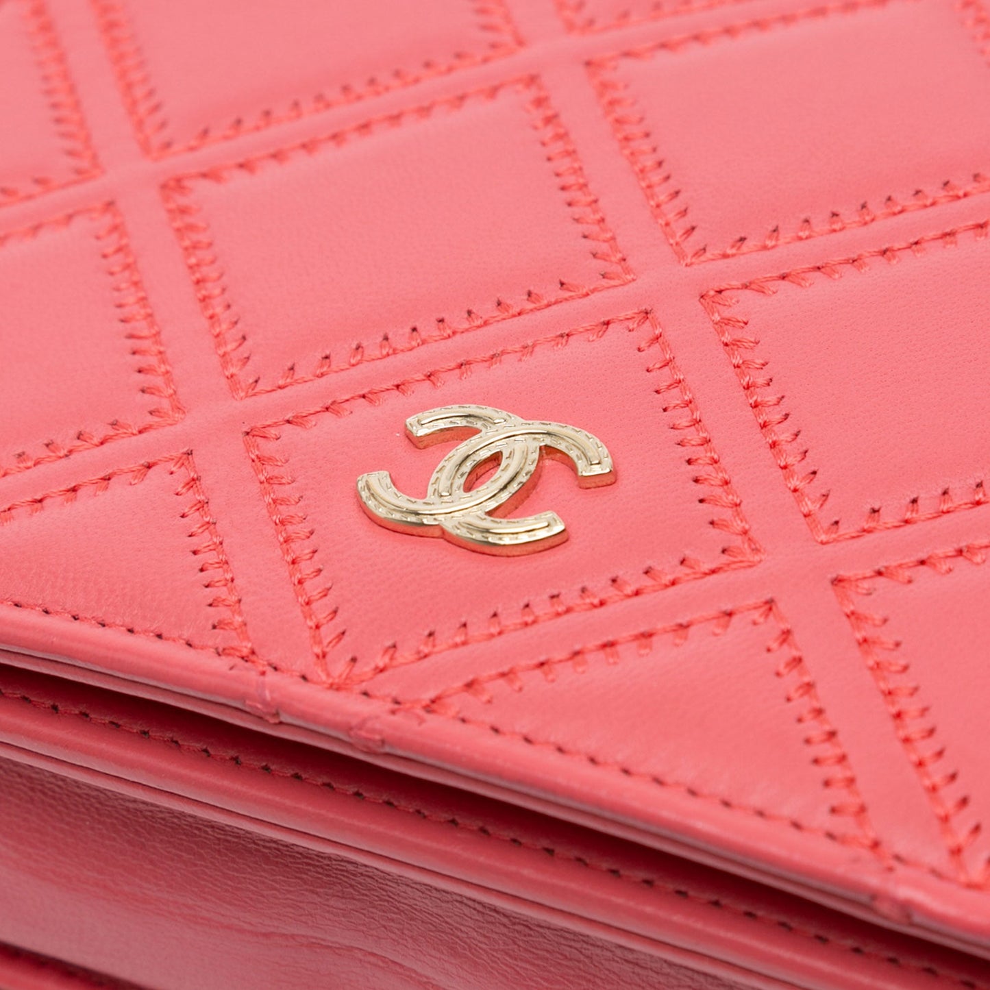 Chanel CC Quilted Lambskin Double Stitch Tassel Wallet On Chain