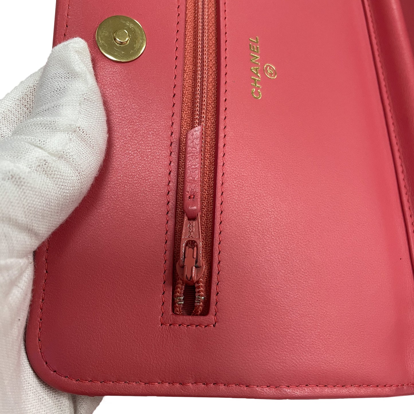 Chanel CC Quilted Lambskin Double Stitch Tassel Wallet On Chain