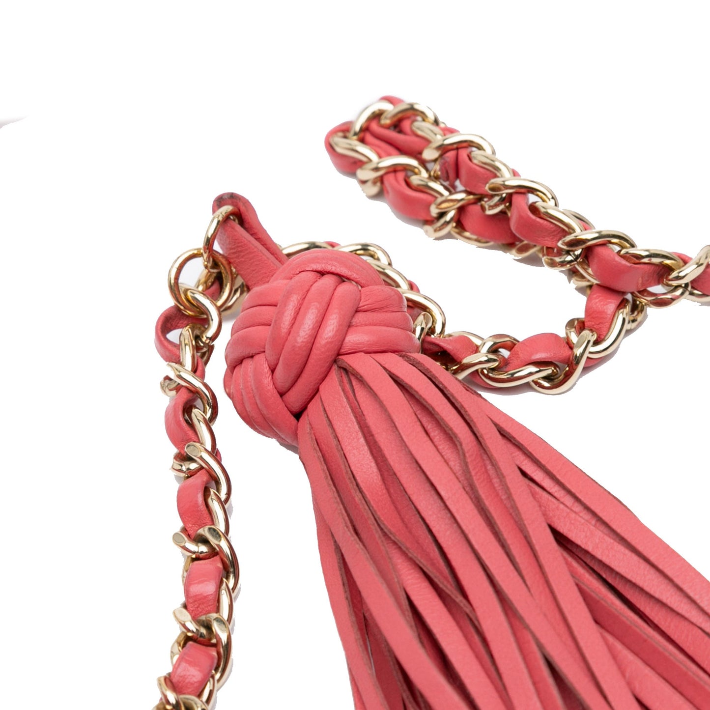 Chanel CC Quilted Lambskin Double Stitch Tassel Wallet On Chain