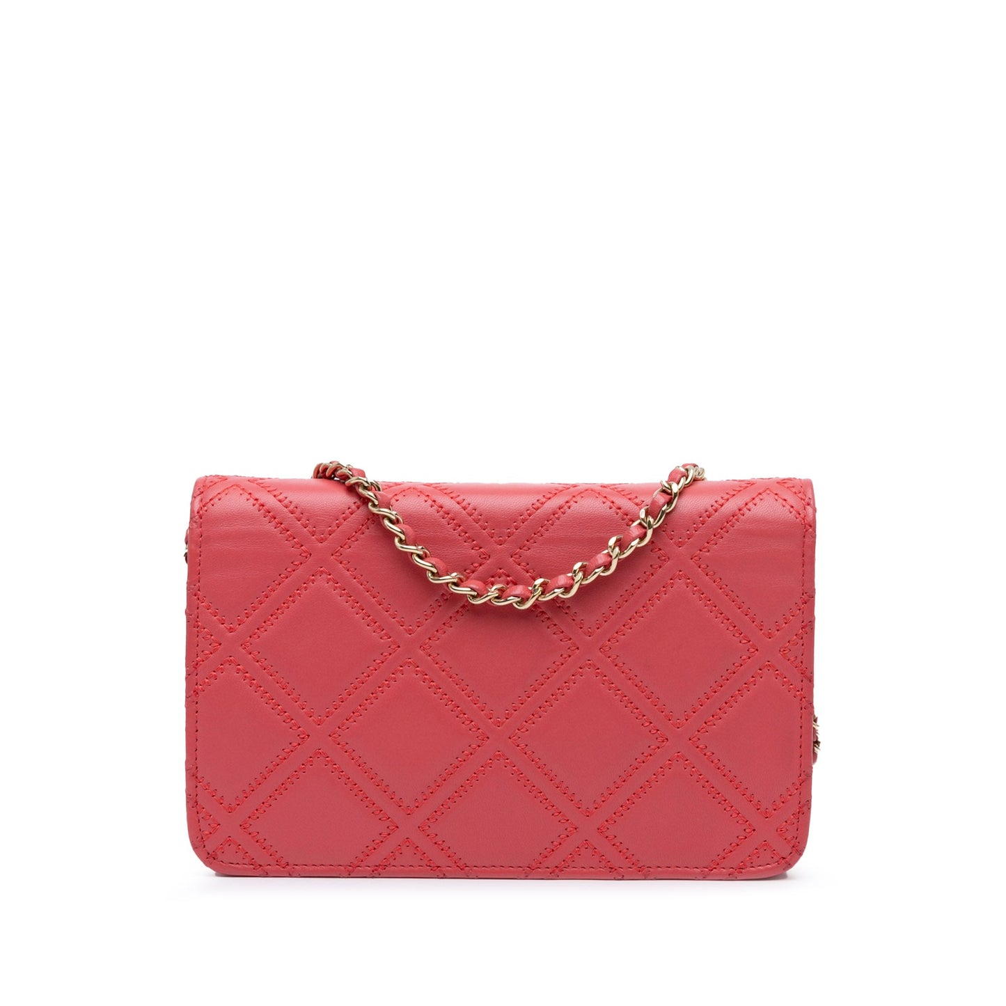 Chanel CC Quilted Lambskin Double Stitch Tassel Wallet On Chain
