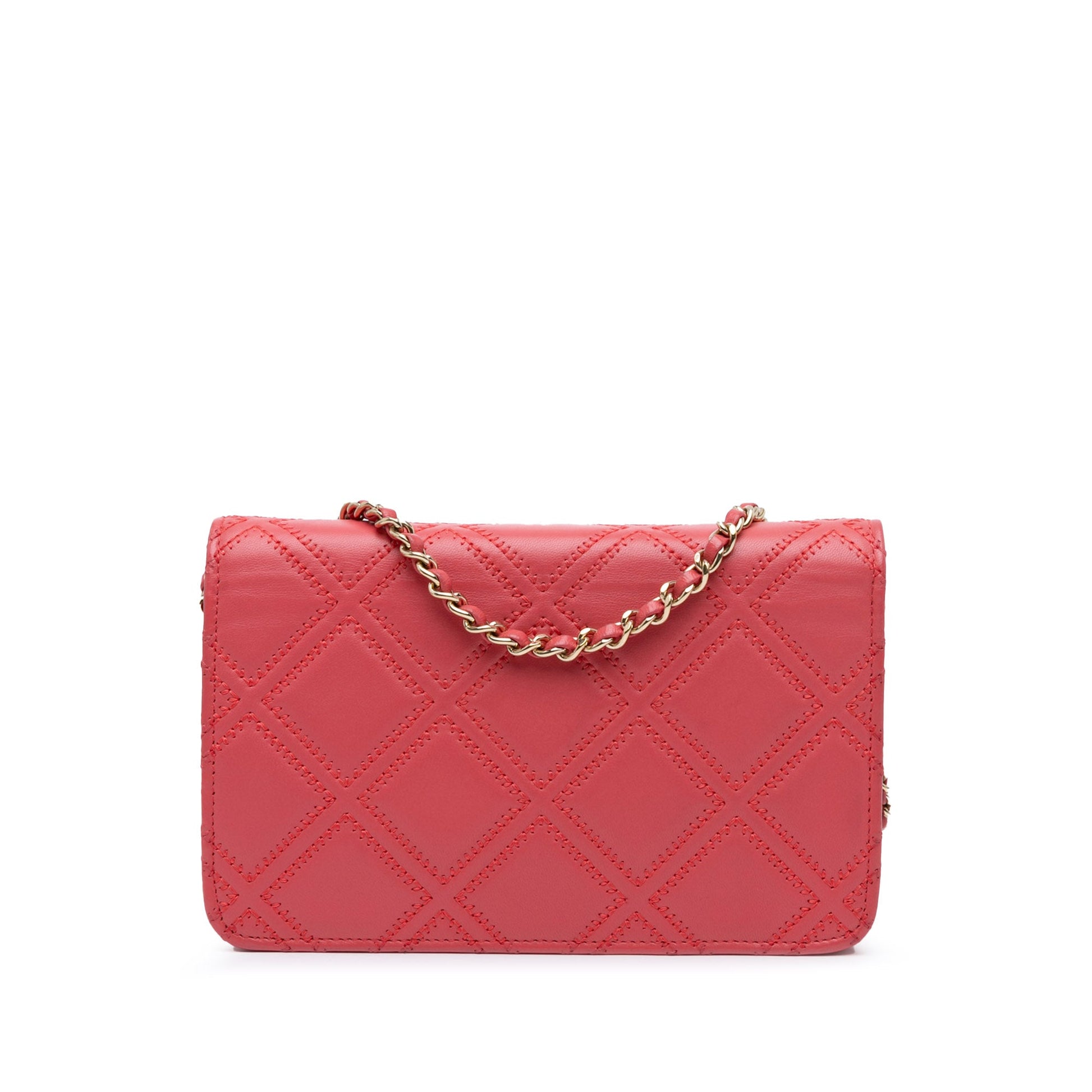 Chanel CC Quilted Lambskin Double Stitch Tassel Wallet On Chain