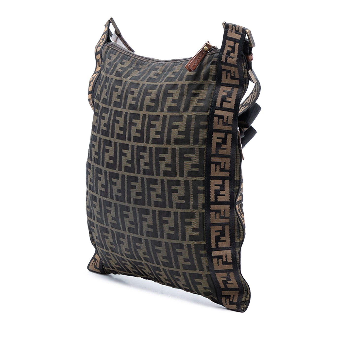 Fendi Zucca Canvas FF Flat Messenger Bag