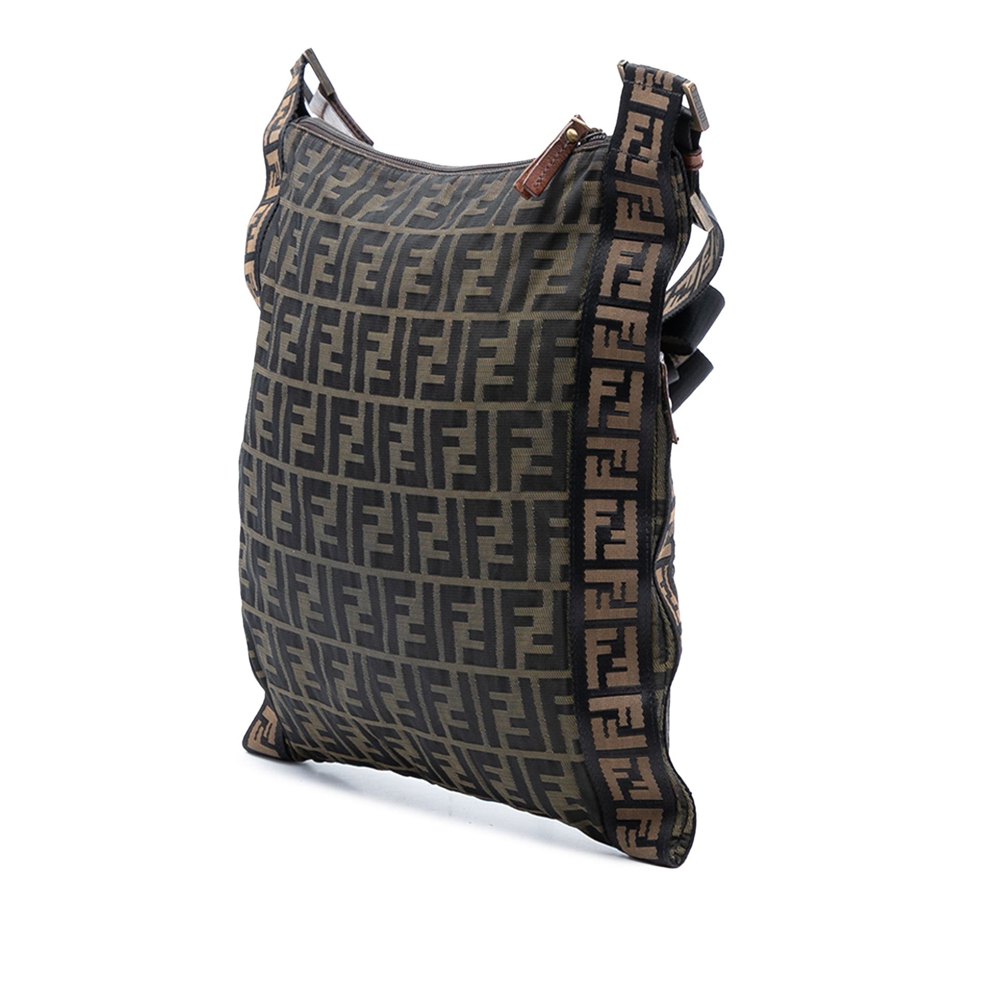 Fendi Zucca Canvas FF Flat Messenger Bag