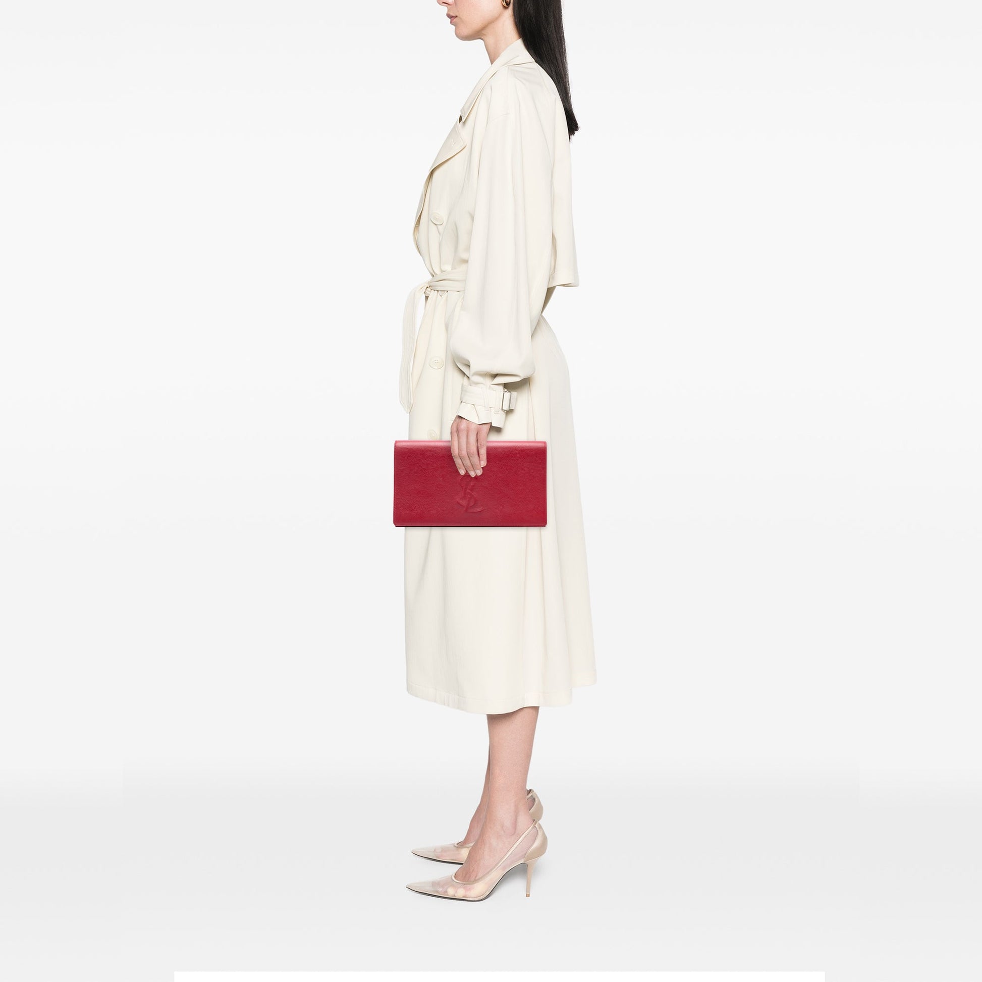 Saint Laurent Large Leather Belle de Jour Clutch