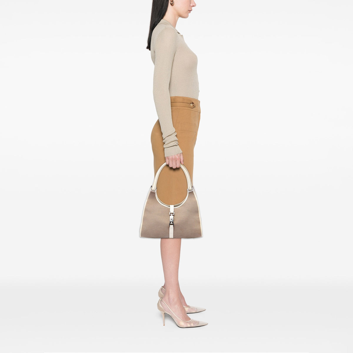 Gucci Canvas Jackie Bardot Shoulder Bag
