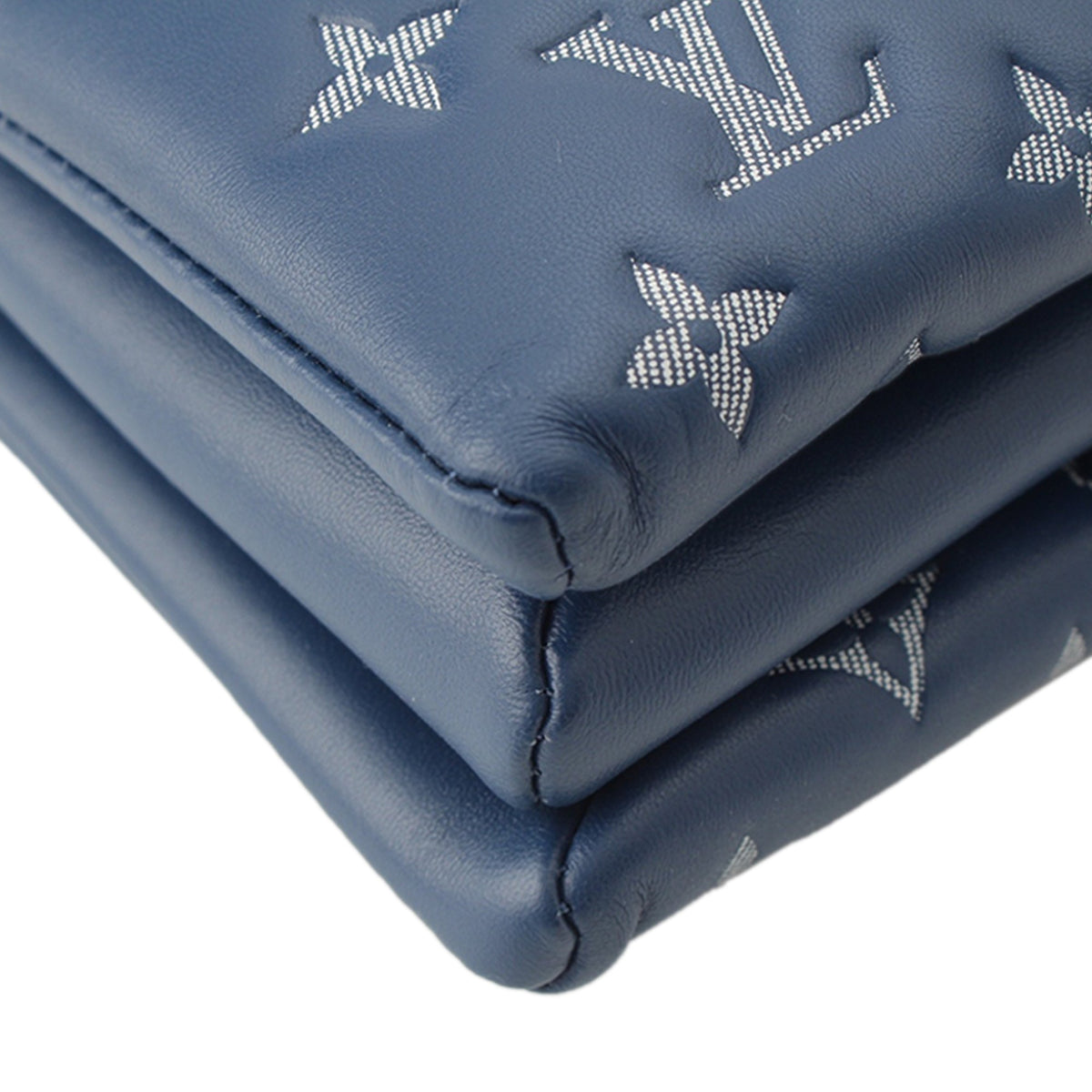 Louis Vuitton Monogram Embossed Denim Lambskin Coussin PM