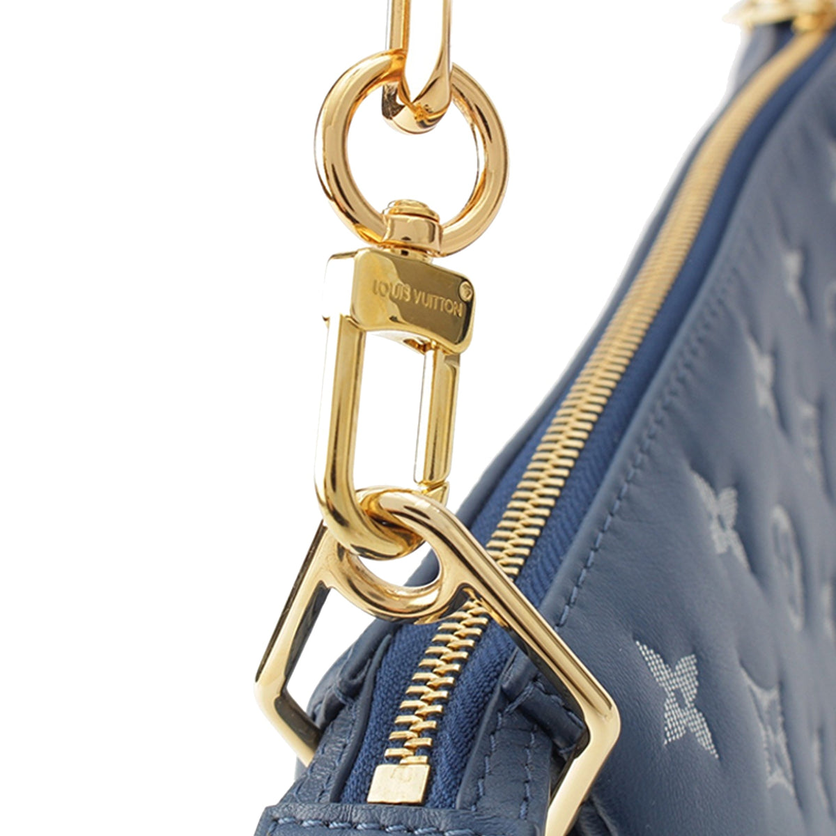 Louis Vuitton Monogram Embossed Denim Lambskin Coussin PM