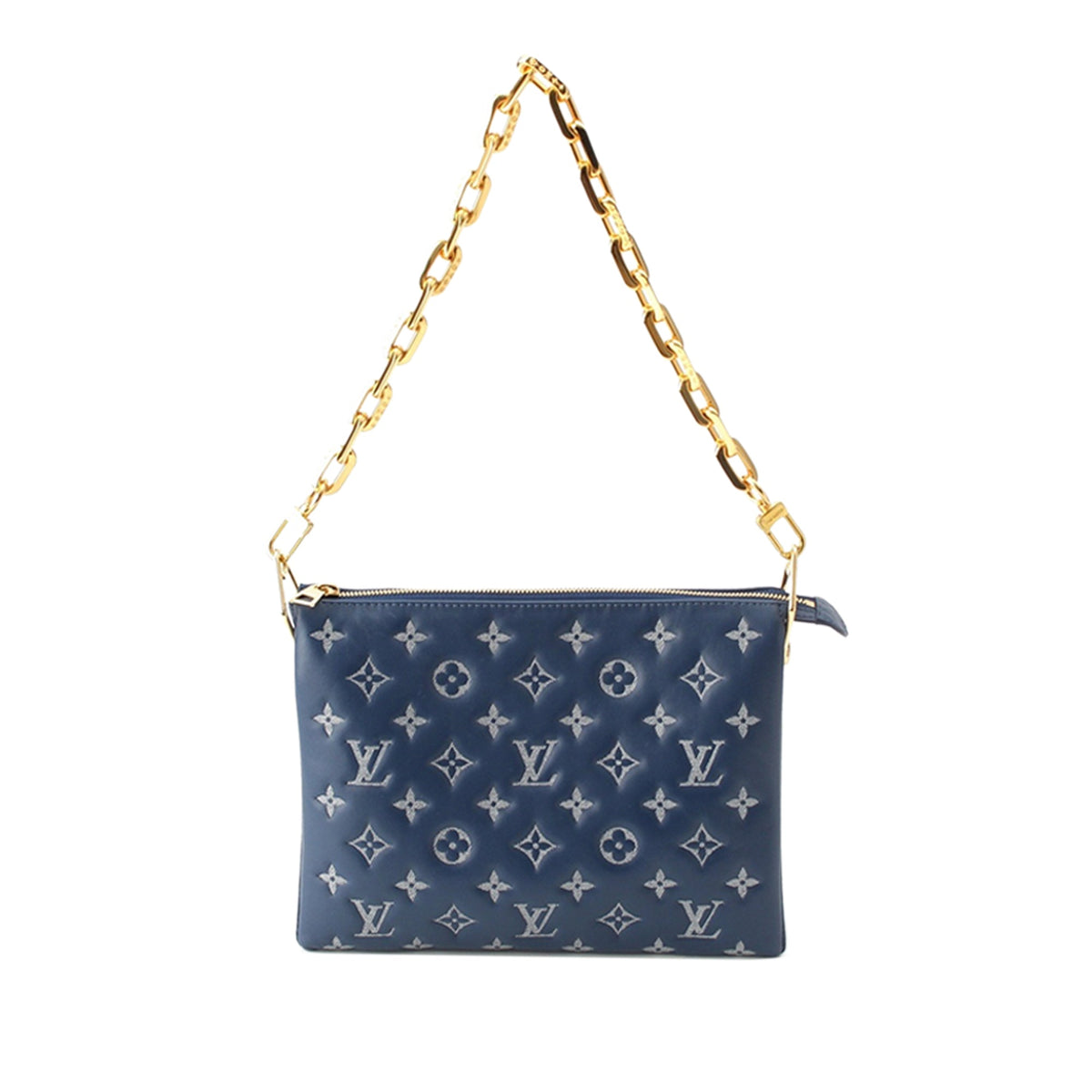 Louis Vuitton Monogram Embossed Denim Lambskin Coussin PM