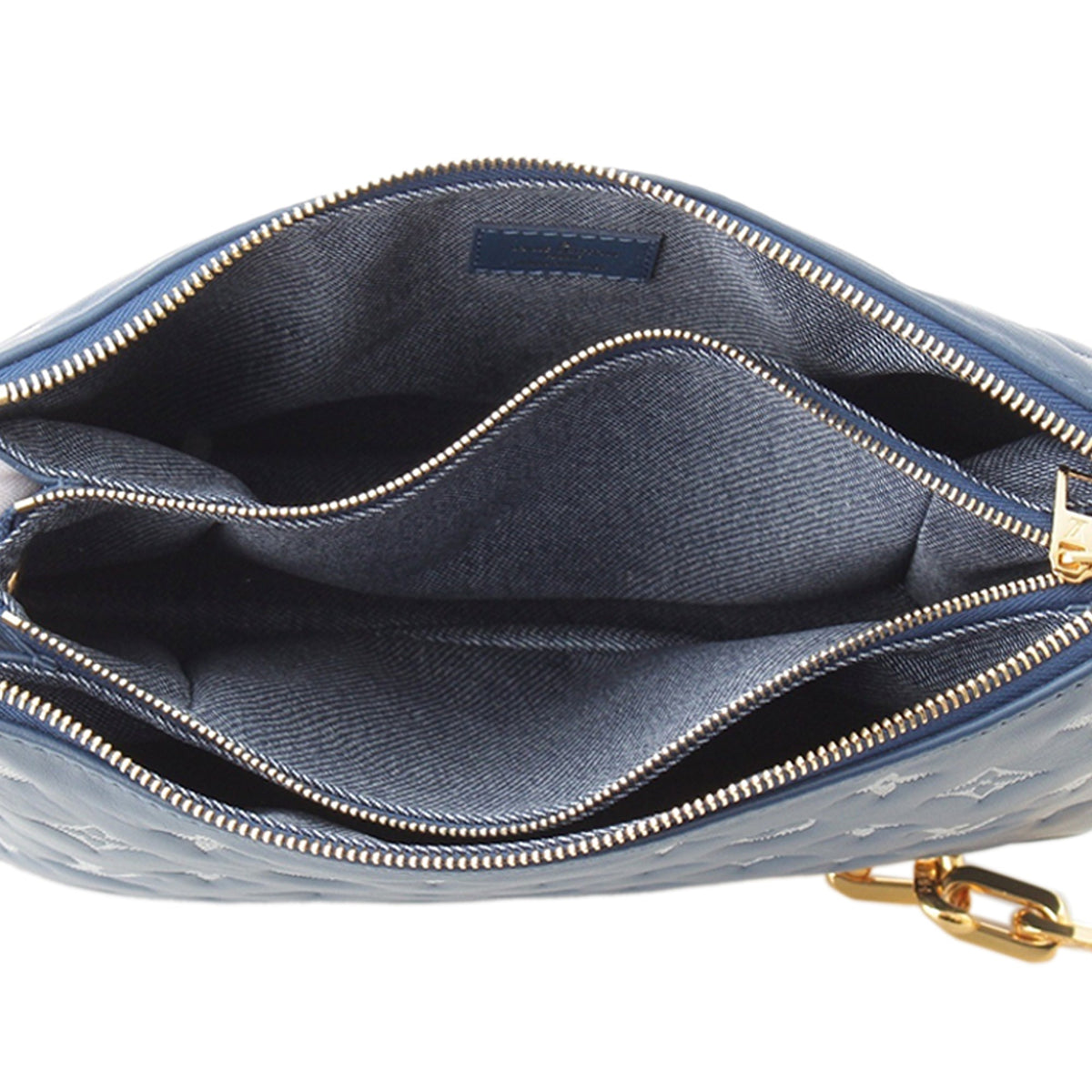 Louis Vuitton Monogram Embossed Denim Lambskin Coussin PM