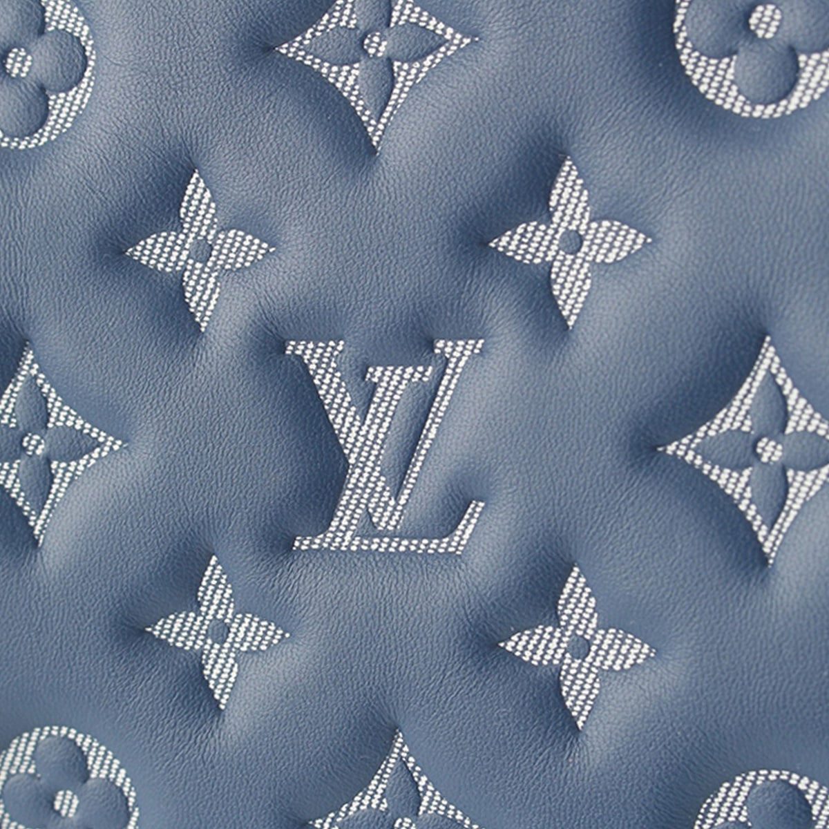 Louis Vuitton Monogram Embossed Denim Lambskin Coussin PM