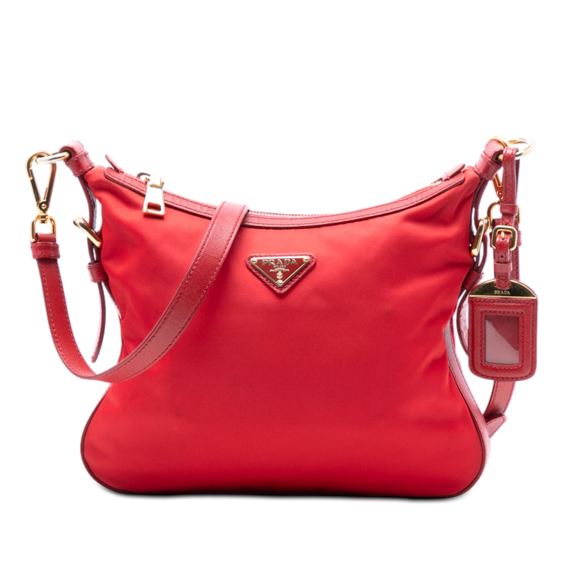 Prada Saffiano Trimmed Tessuto Zip Top Crossbody