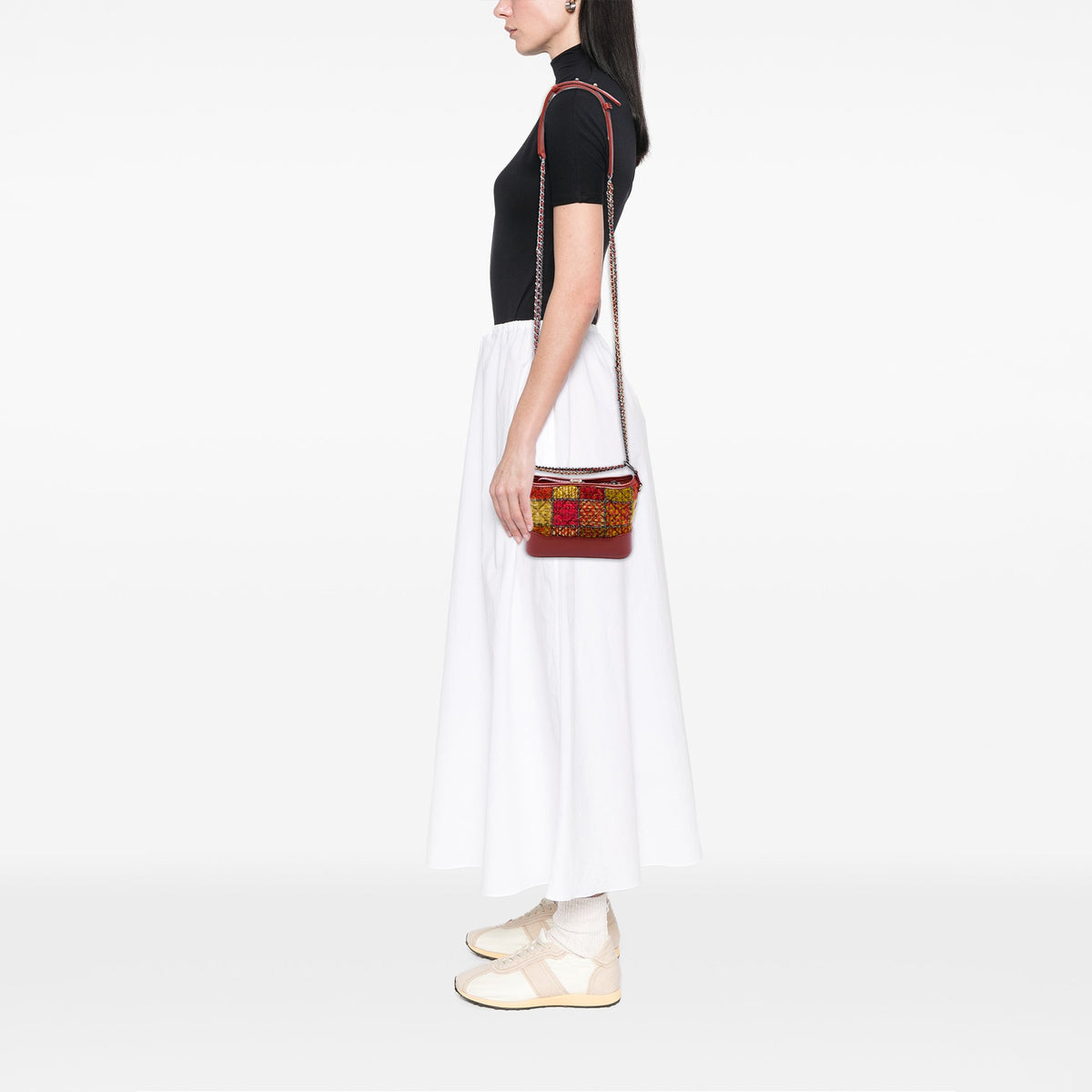 Chanel Small Tweed and Lambskin Gabrielle Crossbody — Red