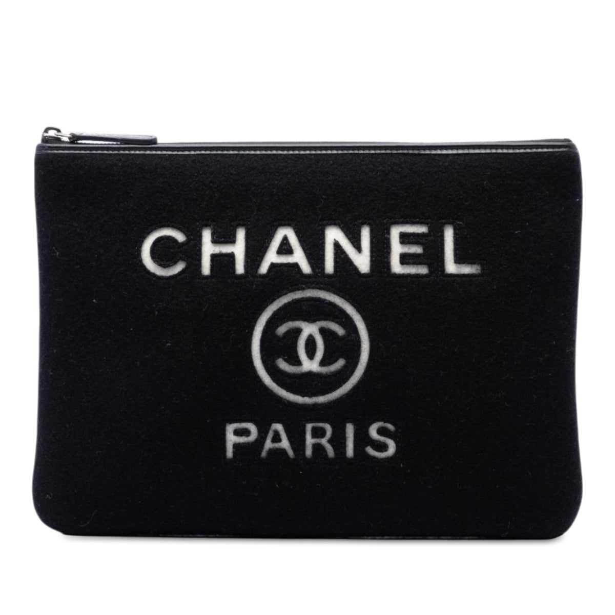 Chanel Medium Wool Felt Deauville O Case Clutch