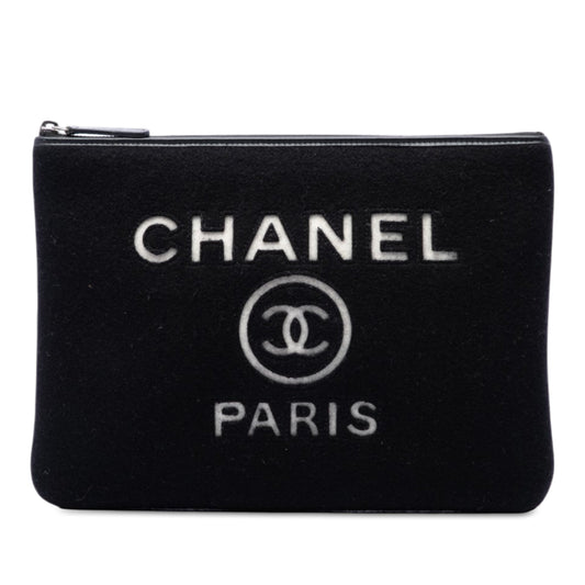 Chanel Medium Wool Felt Deauville O Case Clutch