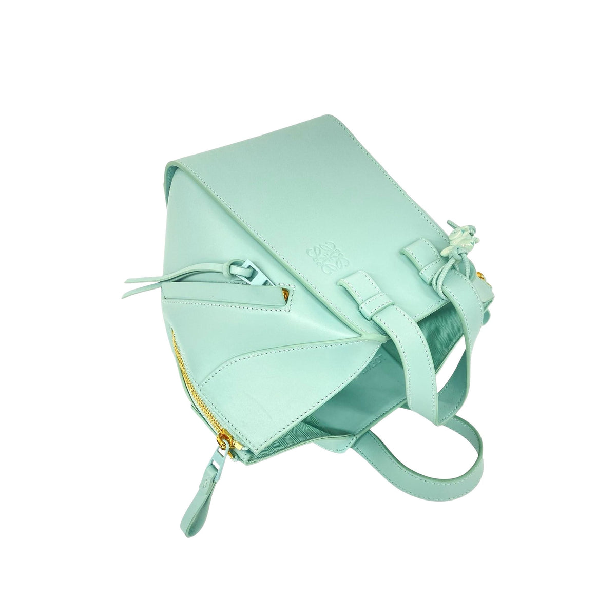 LOEWE Soft Grained Calfskin Compact Hammock Bag — Green