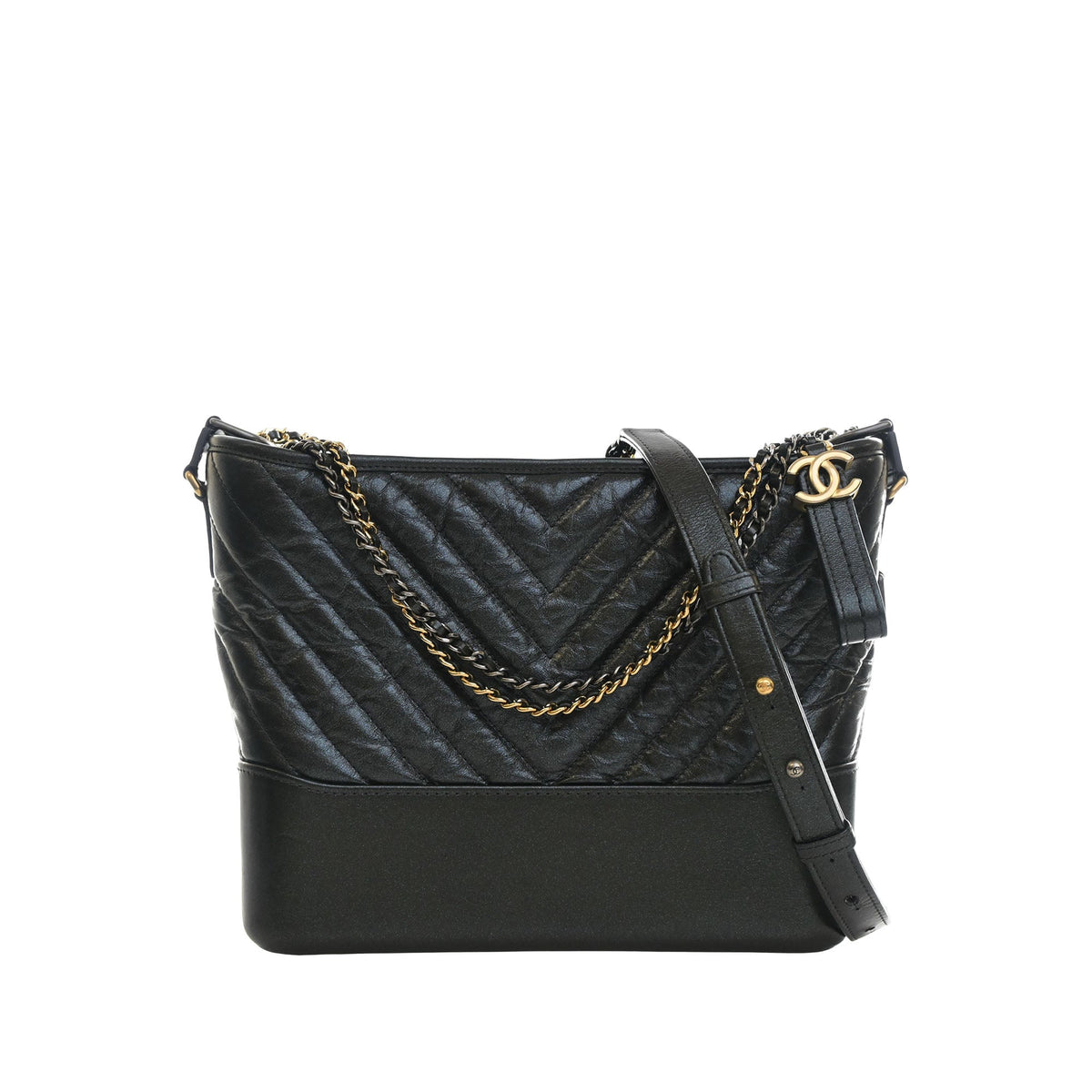 Chanel Medium Chevron Iridescent Aged Calfskin Gabrielle Crossbody