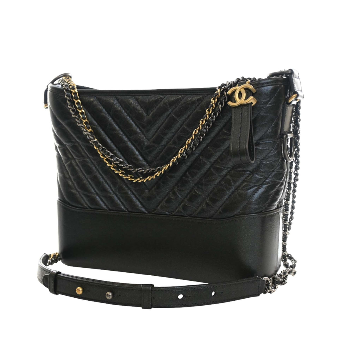 Chanel Medium Chevron Iridescent Aged Calfskin Gabrielle Crossbody