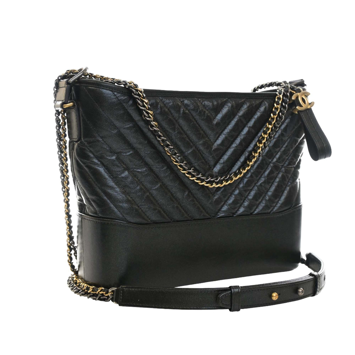 Chanel Medium Chevron Iridescent Aged Calfskin Gabrielle Crossbody