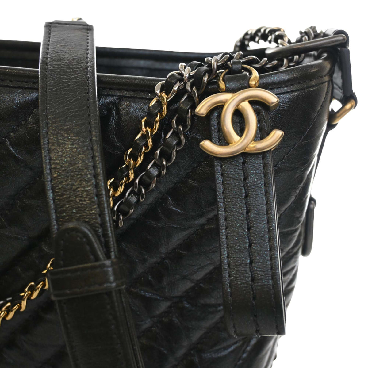 Chanel Medium Chevron Iridescent Aged Calfskin Gabrielle Crossbody