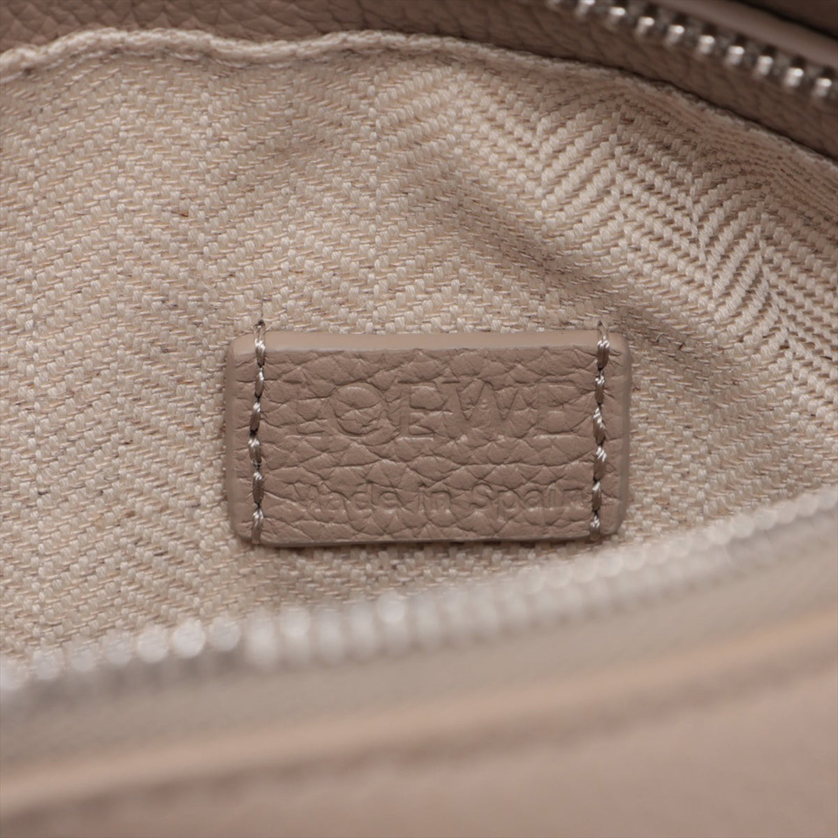 LOEWE Mini Calfskin Puzzle Edge Satchel — Beige