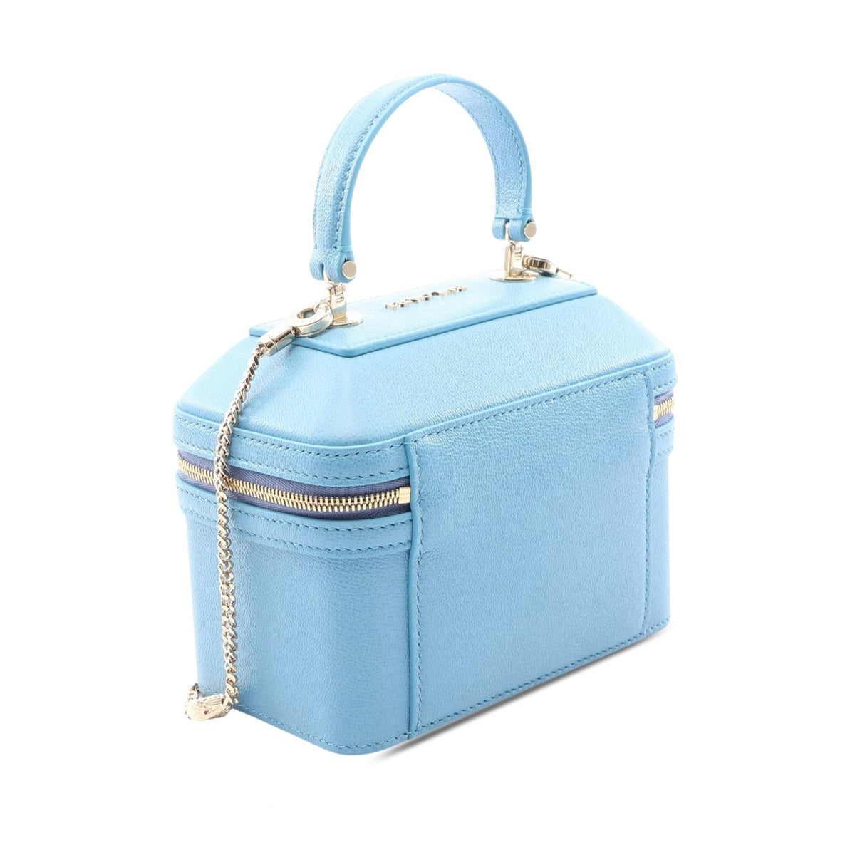 Bvlgari Grained Calfskin Serpenti Forever Vanity Bag — Blue