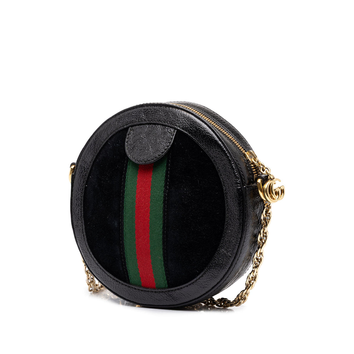 Gucci Mini Suede Web Ophidia Round Crossbody — Black