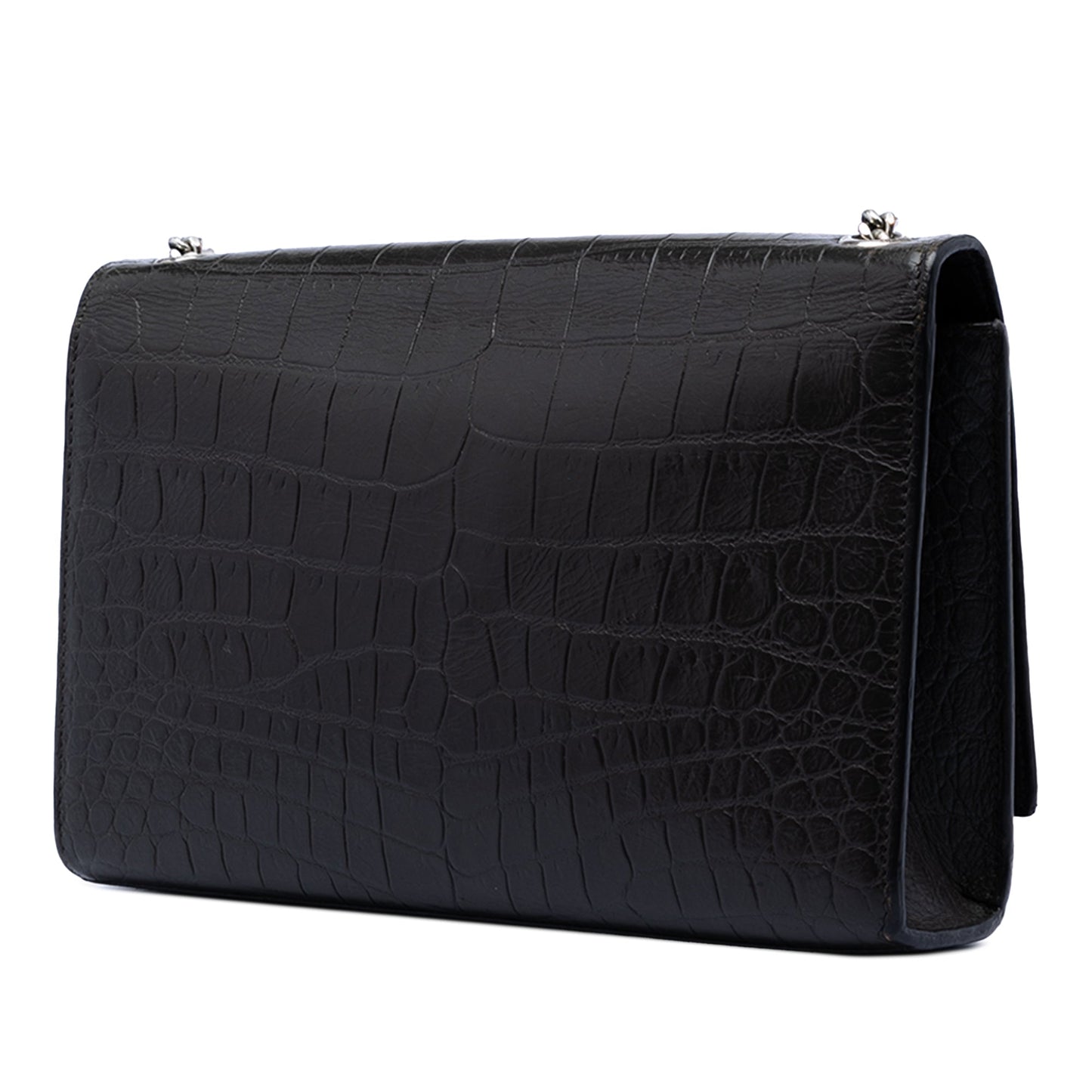 Saint Laurent Medium Croc Embossed Leather Kate Tassel Crossbody