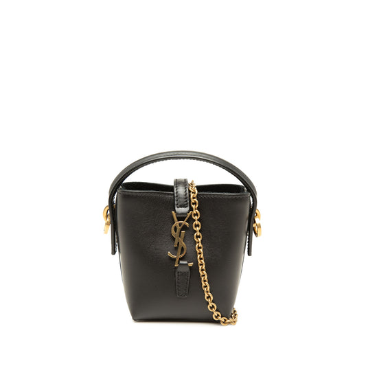 Saint Laurent Micro Shiny Calfskin Le 37 Bucket Bag — Black