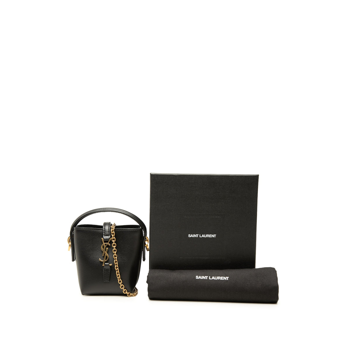 Saint Laurent Micro Shiny Calfskin Le 37 Bucket Bag — Black
