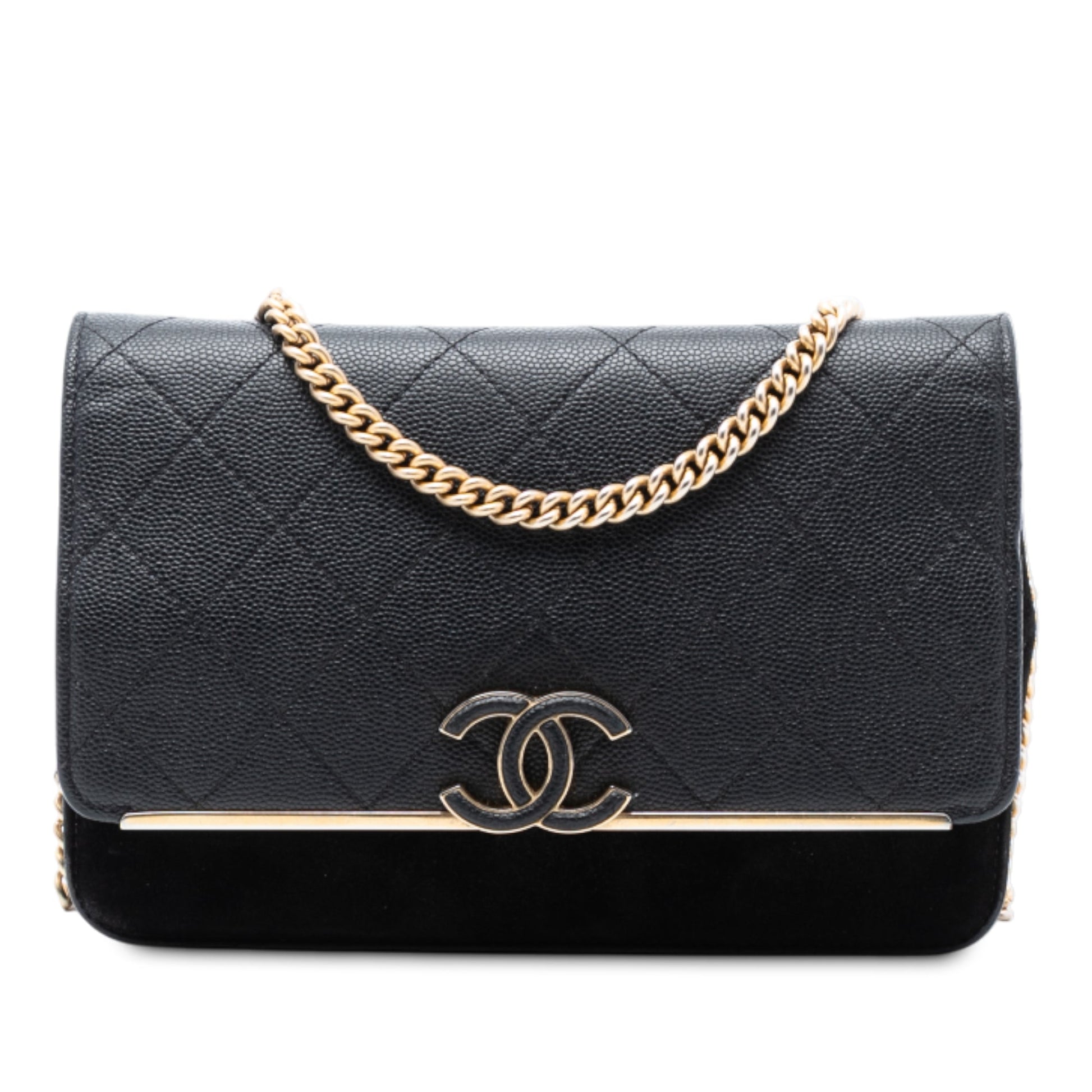 Chanel Stitched Caviar and Suede Lady Coco Wallet On Chain
