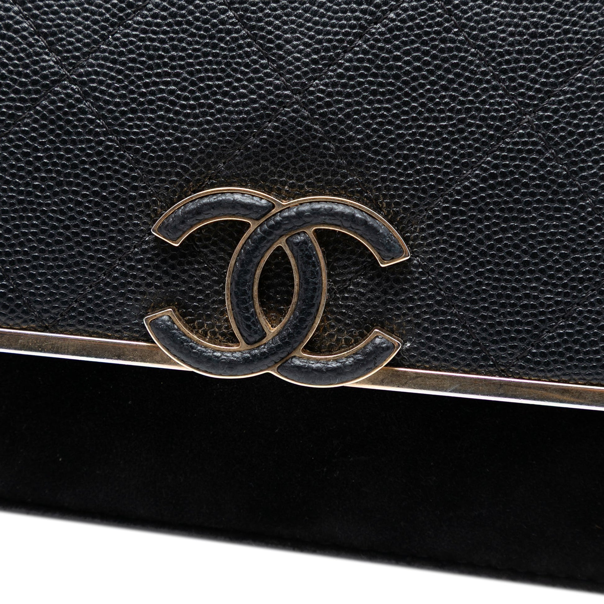 Chanel Stitched Caviar and Suede Lady Coco Wallet On Chain