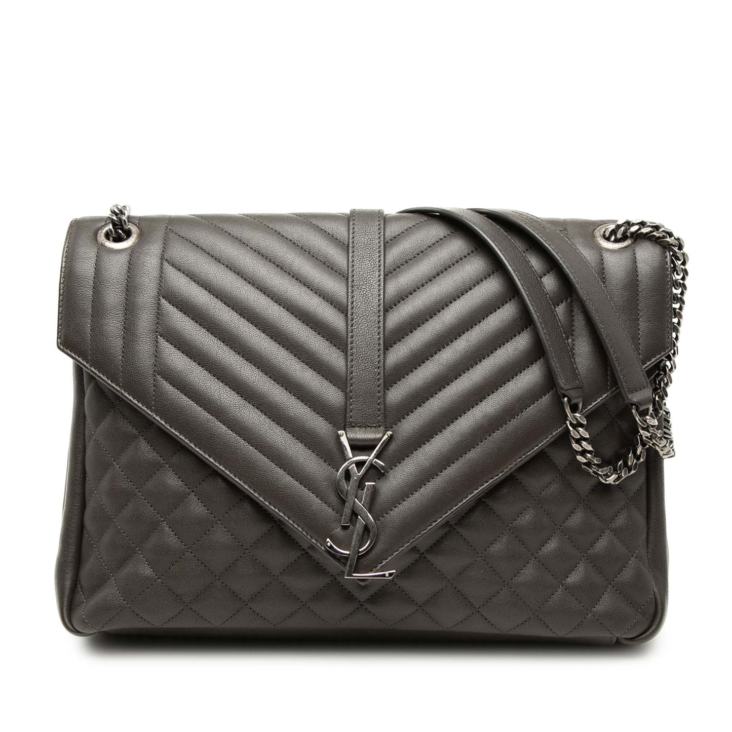Saint Laurent Large Triquilt Sheepskin Monogram College Bag