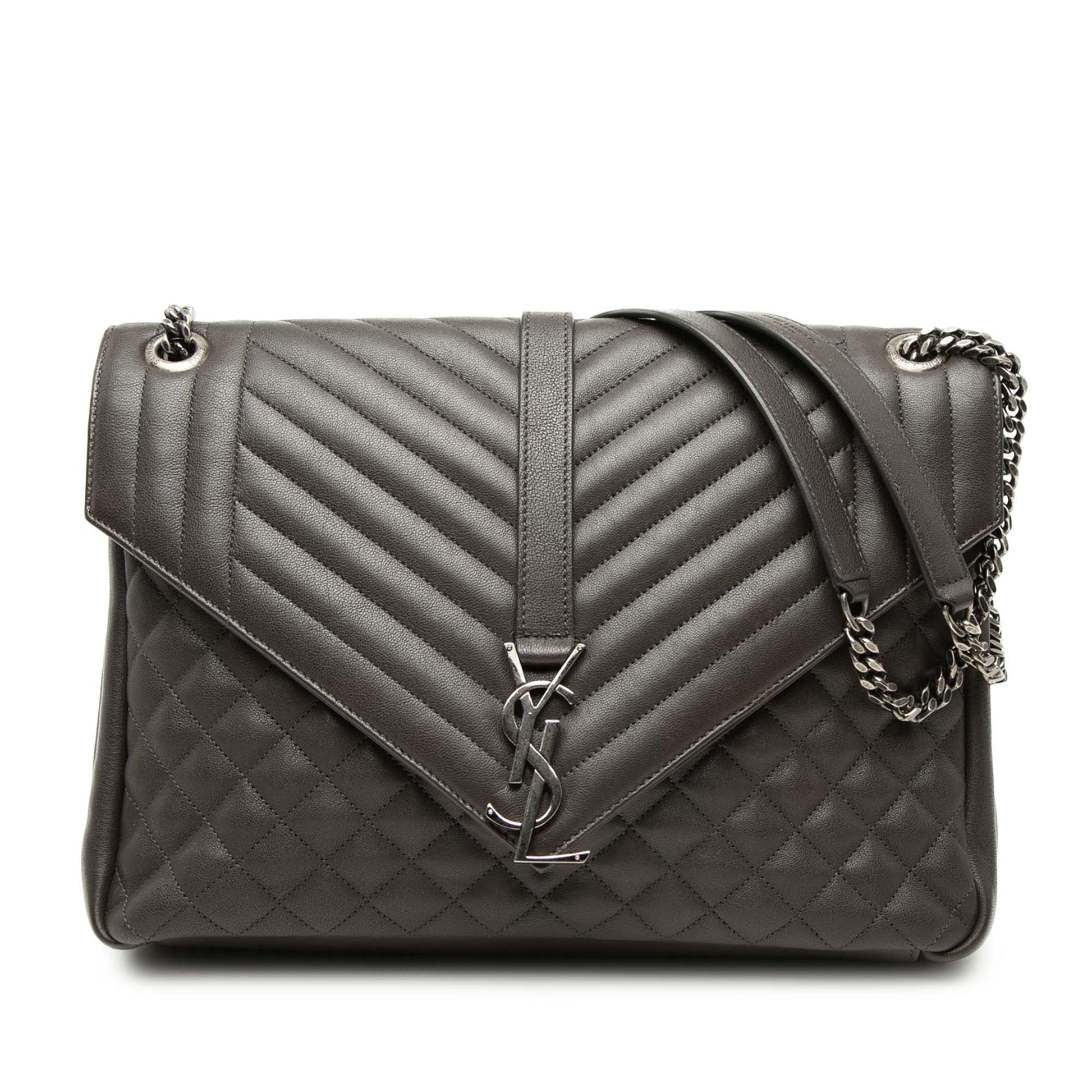 Saint Laurent Large Triquilt Sheepskin Monogram College Bag