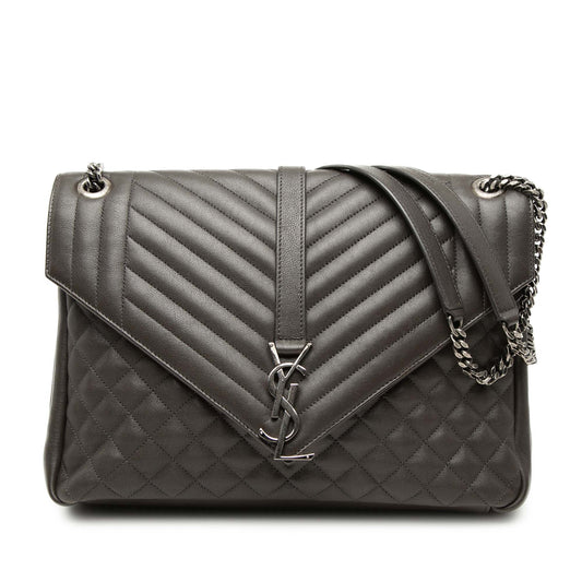 Saint Laurent Large Triquilt Sheepskin Monogram College Bag