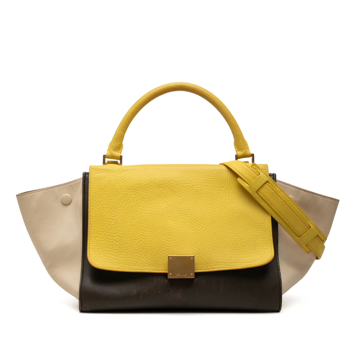 Celine Medium Tricolor Leather Trapeze Satchel