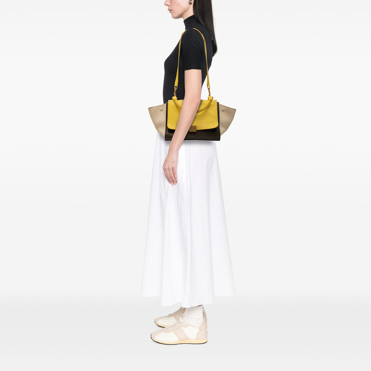 Celine Medium Tricolor Leather Trapeze Satchel