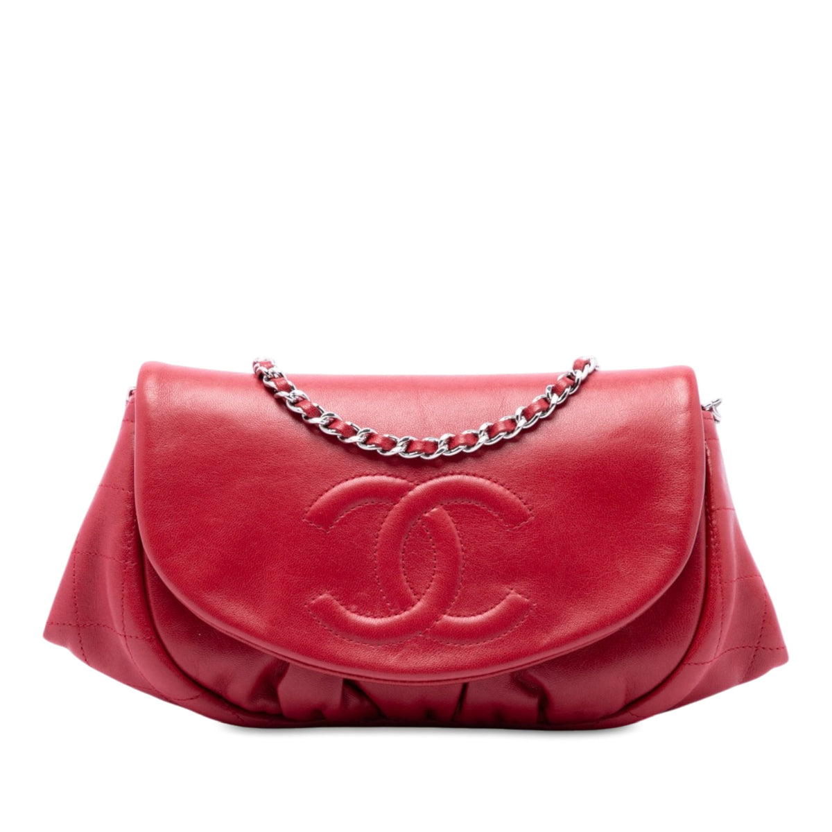 Chanel CC Quilted Lambskin Half Moon Wallet on Chain