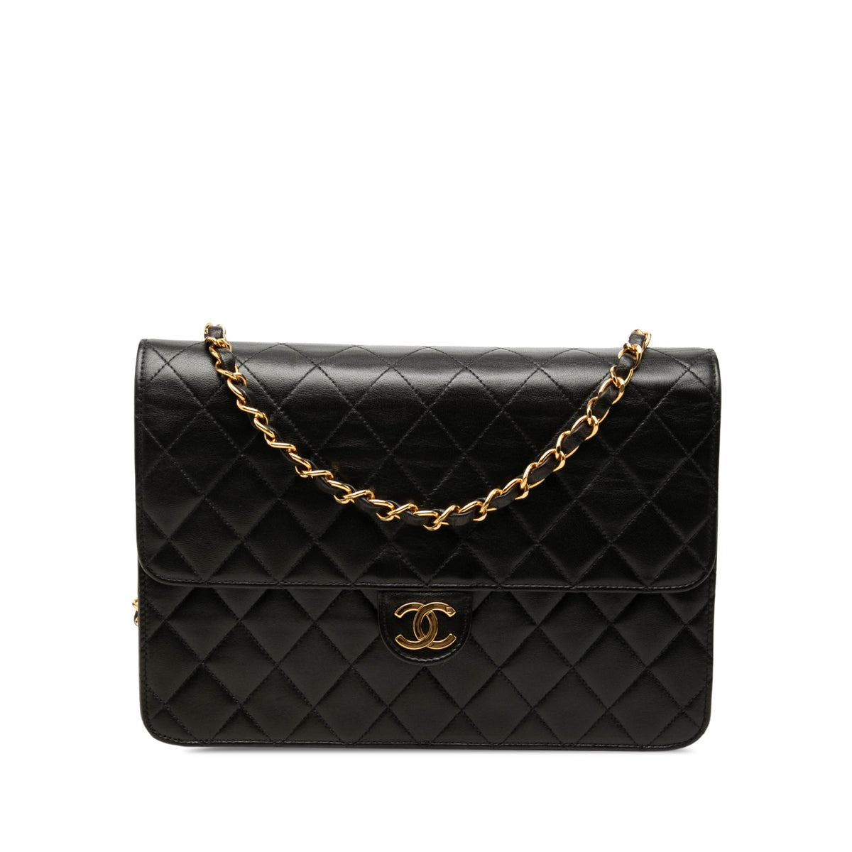 Chanel Medium CC Quilted Lambskin Single Flap — Black