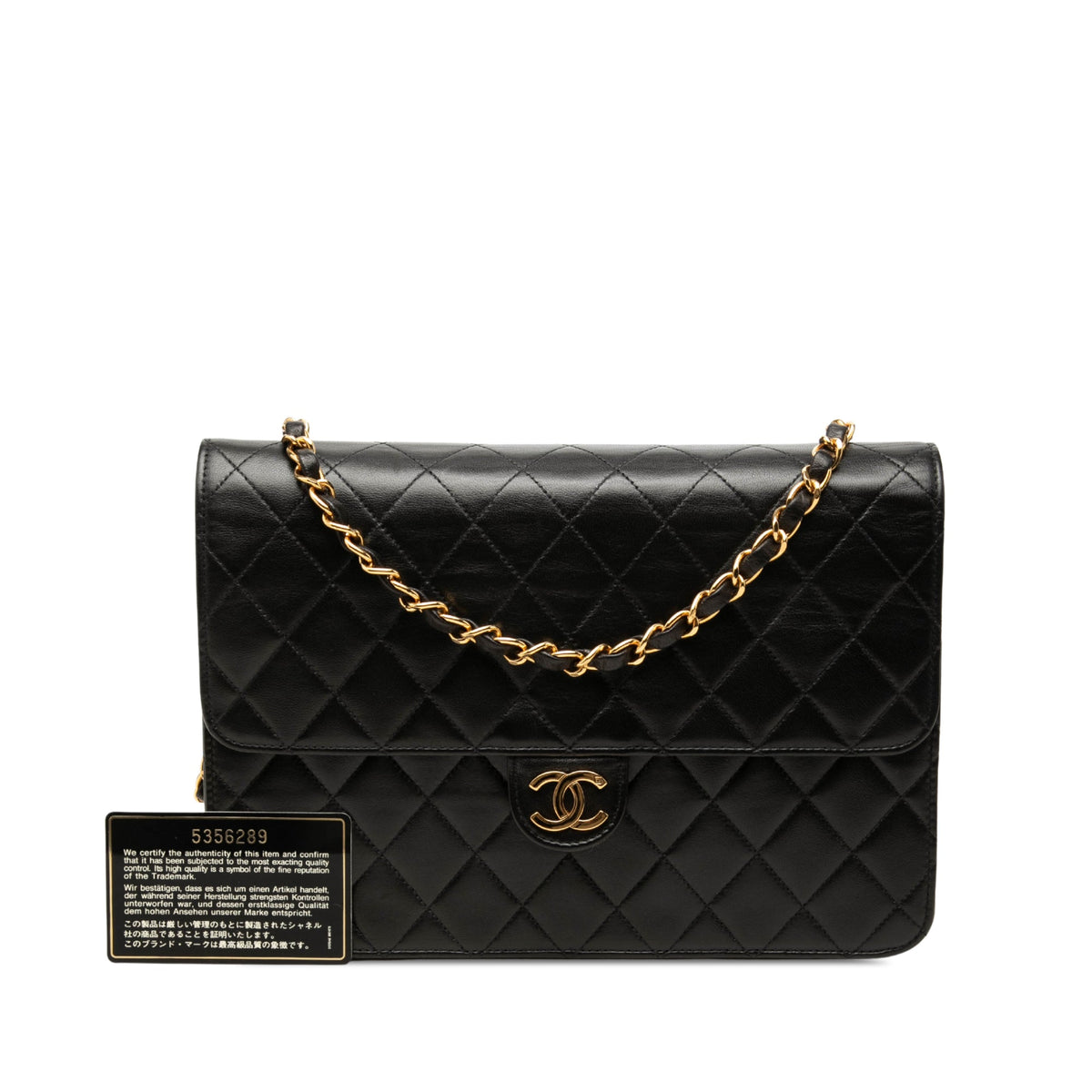 Chanel Medium CC Quilted Lambskin Single Flap — Black