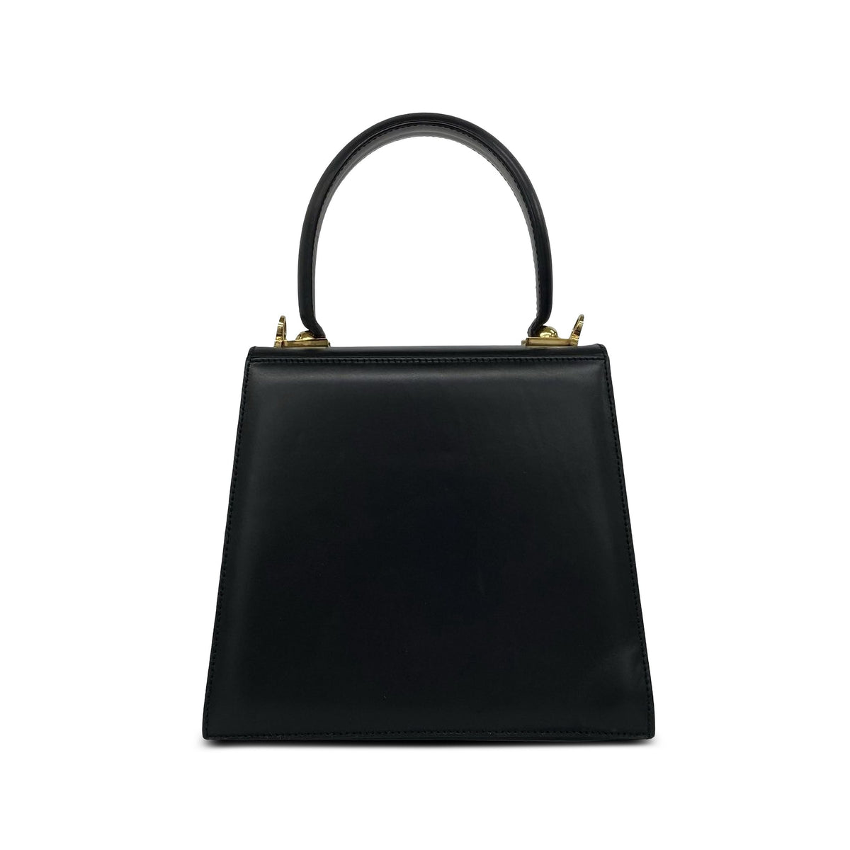 Ferragamo Small Leather Gancini Iconic Top Handle Bag — Black