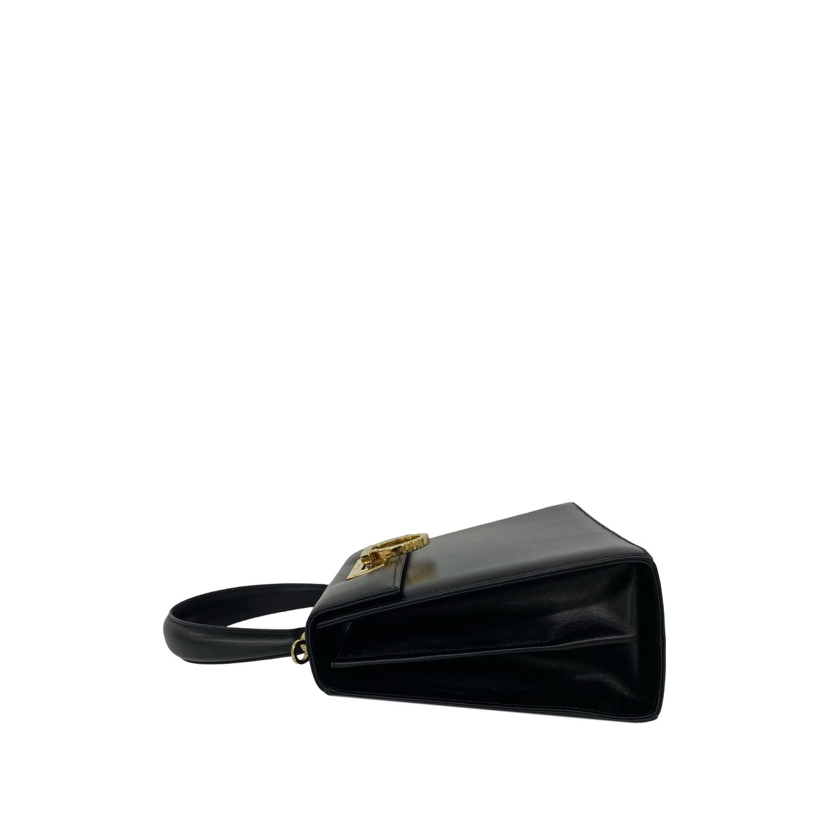 Ferragamo Small Leather Gancini Iconic Top Handle Bag — Black